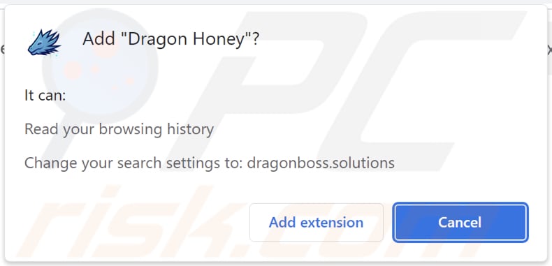 Toestemmingen gevraagd door Dragon Honey browser hijacker