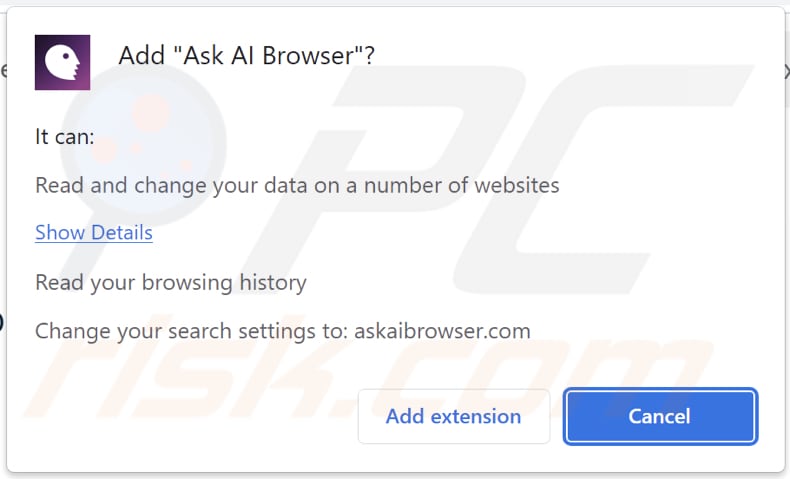 Ask AI Browser browser hijacker toestemming vragen