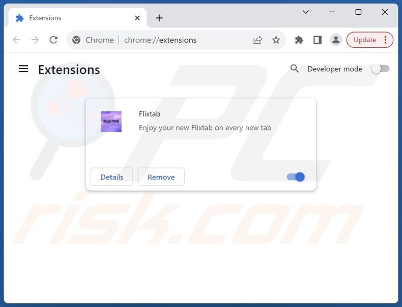 Verwijderen van flixtab.com gerelateerde Google Chrome-extensies