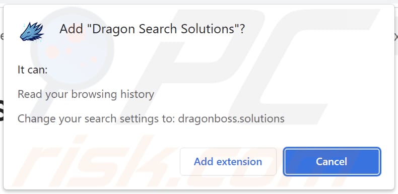 Toestemmingen gevraagd door Dragon Search Solutions browser hijacker