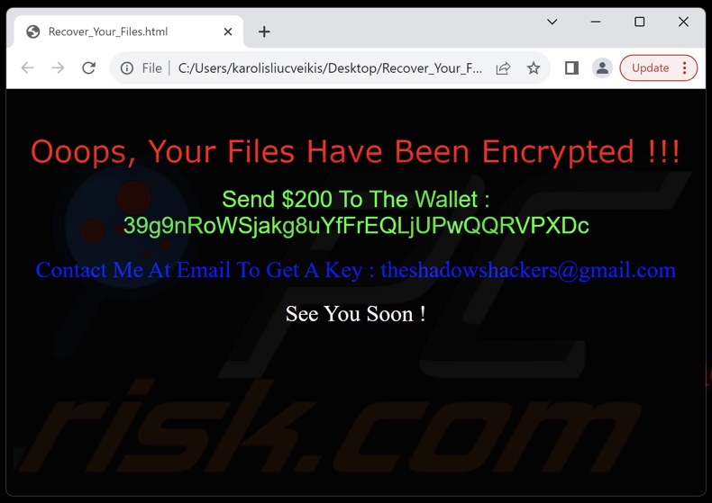 BlackSkull ransomware tekstbestand (Recover_Your_Files.html)