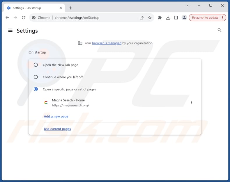 Magnasearch.org verwijderen uit de startpagina van Google Chrome