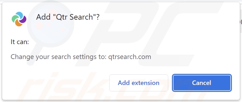 Qtr Search browser hijacker vraagt om toestemming