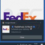 Browsermelding die FedEx PACKAGE WAITING adverteert scam 1