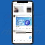 X bericht (tweet) dat de Ethereum (ETH) Reward Program zwendel promoot 2