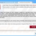 Websites die de gebruikers aanbieden Open Download Manager te installeren