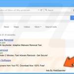 WebSearcher adware genereert advertenties in zoekresultatenop internet