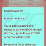 Amazon Gift Card scam mobiele variant (voorbeeld 2)