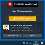 Norton Subscription Has Expired Today pop-up scam gepromoot via browsermeldingen (voorbeeld 2)