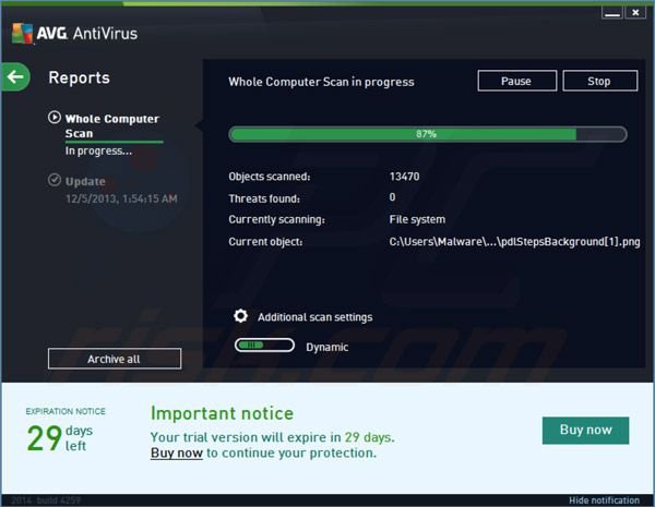 AVG Antivirus  2014 eerste optimalisatiescan