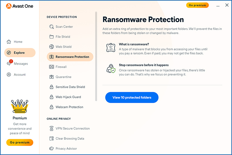 Avast One ransomware bescherming