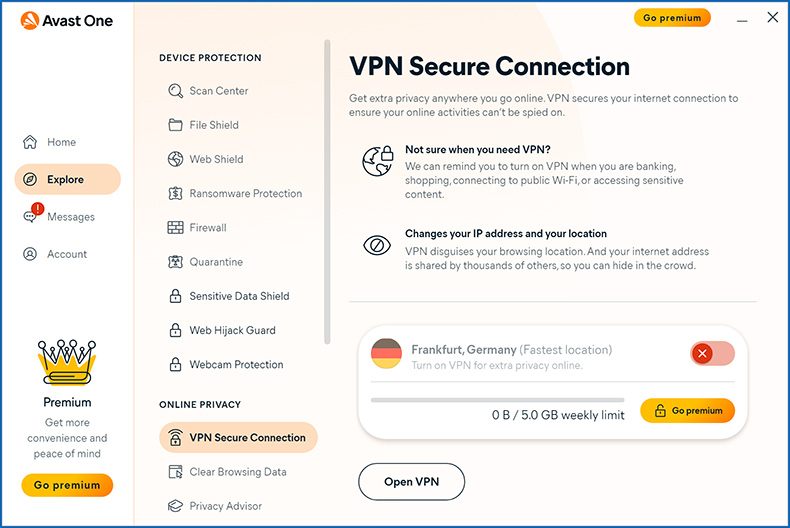 Avast One VPN eigenschap