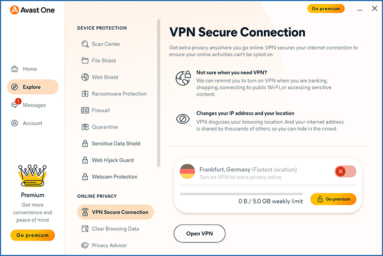 Avast One VPN eigenschap