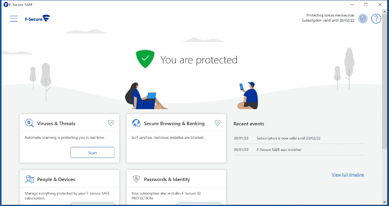 Weergave van F-Secure Anti-Virus
