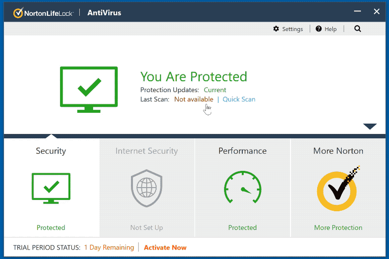 Norton AntiVirus Plus weergave (GIF)