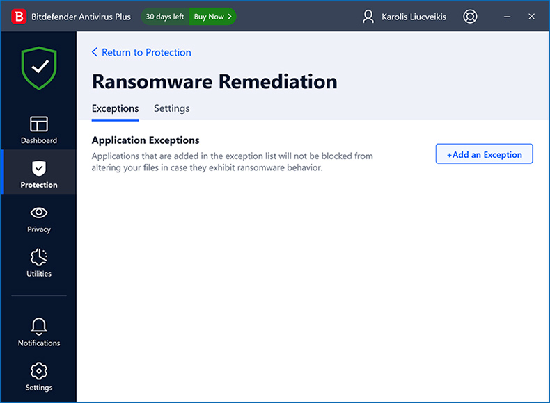 Bitdefender Antivirus Plus ransomware protection