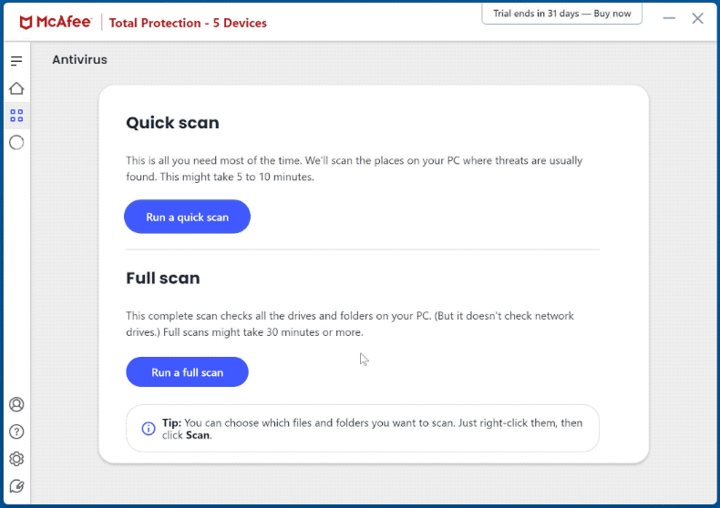 McAfee AntiVirus Plus verschijning (GIF)