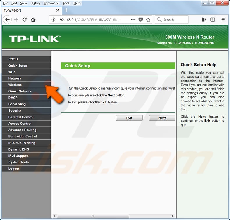 Je wifi-wachtwoord vinden voor de TPlink tl-wr540n router stap 1