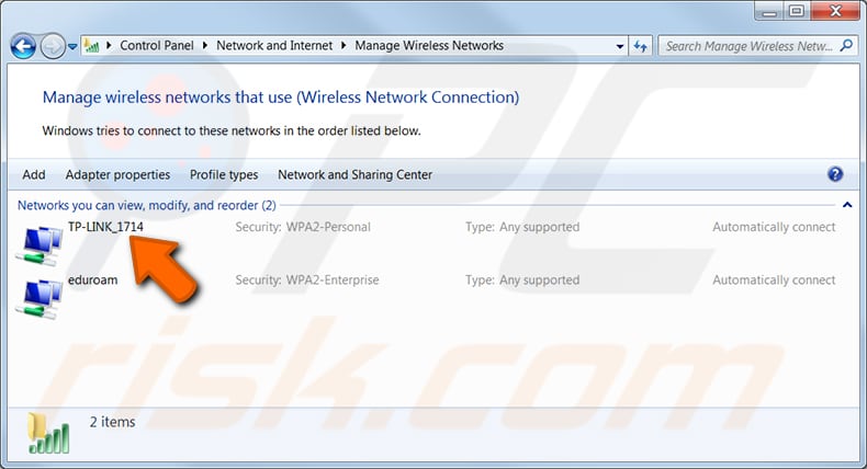 wi-fi wachtwoord vinden van een netwerk waarmee u eerder verbinding maakte in windows 7 stap 3