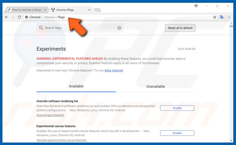 make your google chrome faster with experimental features step 1