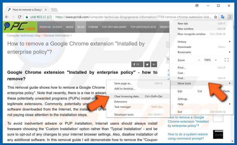 Chrome sneller maken door browsergegevens te verwijderen stap 1