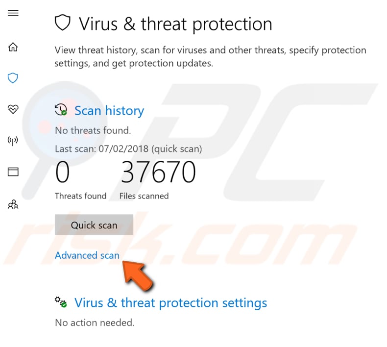 scan uw systeem op malware stap 2