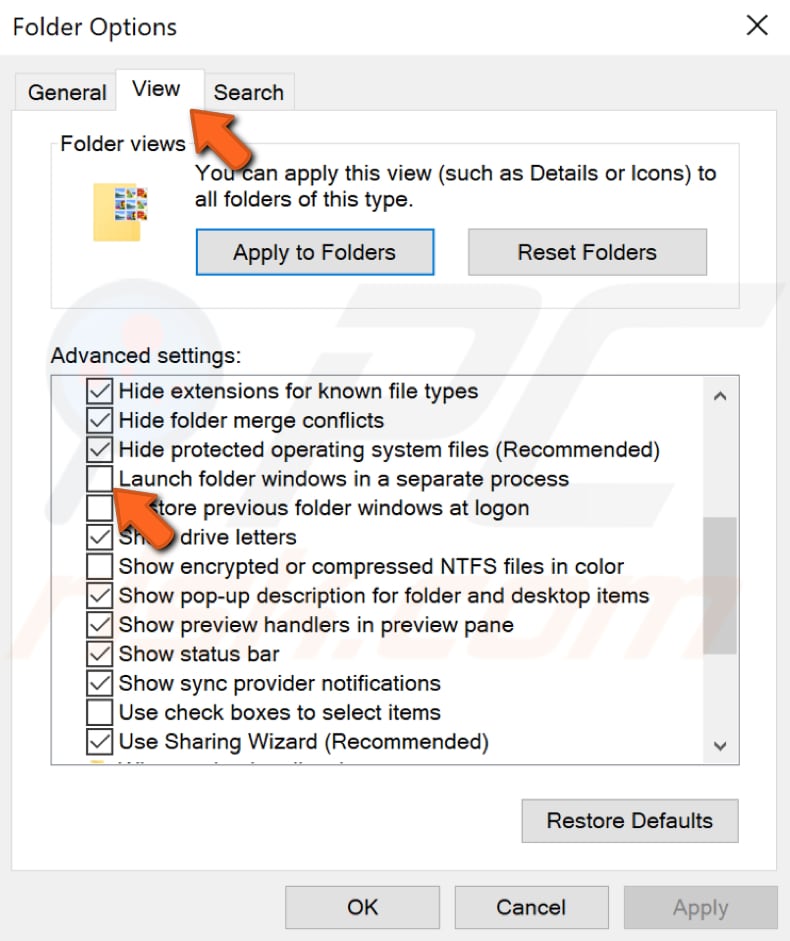 start map windows in een afzonderlijk proces stap 2