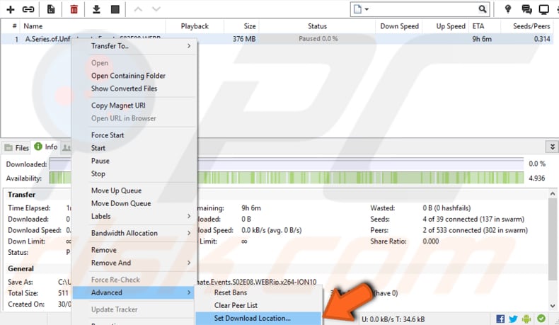 stel het downloadpad handmatig in stap 1