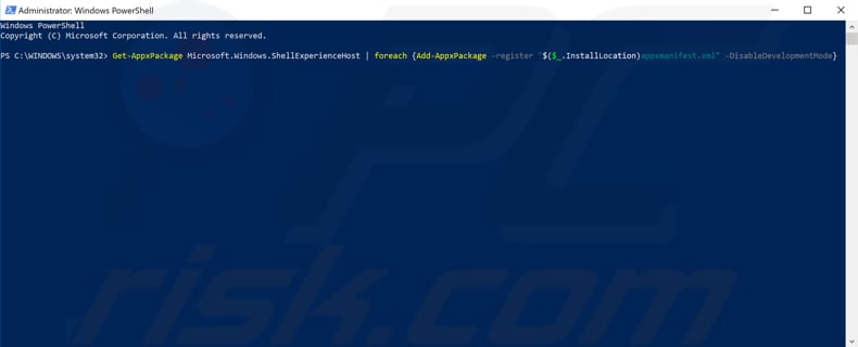registreer Cortana en shellexperiencehost opnieuw stap 2