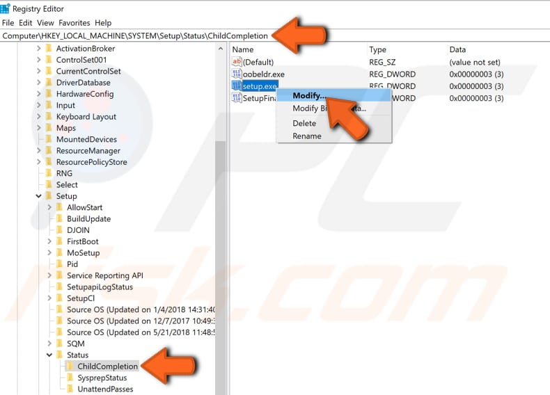 Windows register bewerken stap 2