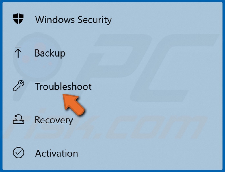 Select Troubleshoot