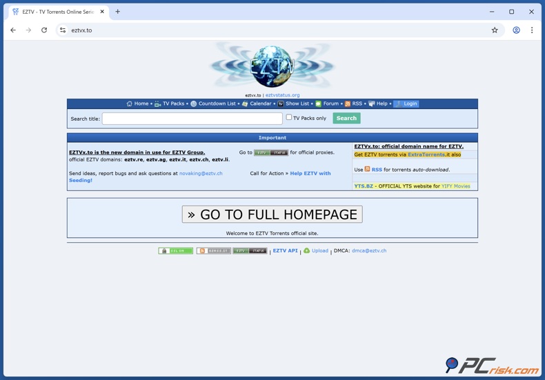 EZTV startpagina