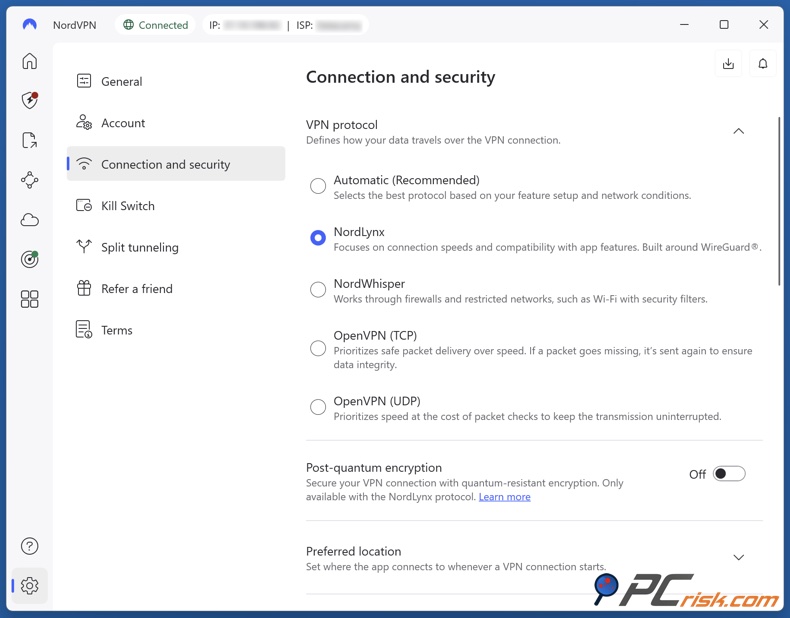 Schakel over naar het NordLynx protocol