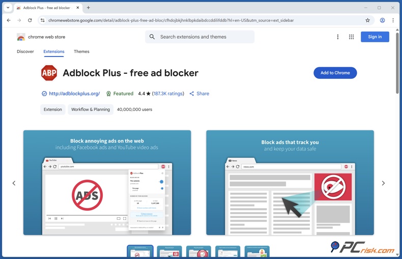 Adblock Plus Chrome extensie
