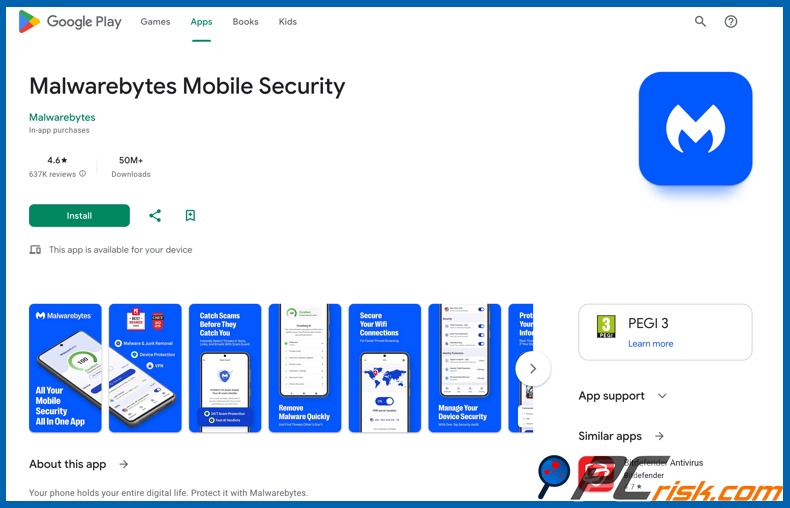 Malwarebytes op Google Play