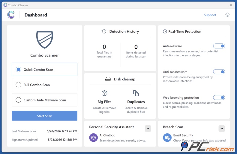 Combo Cleaner-dashboard