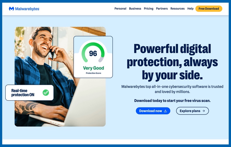 Malwarebytes-startpagina