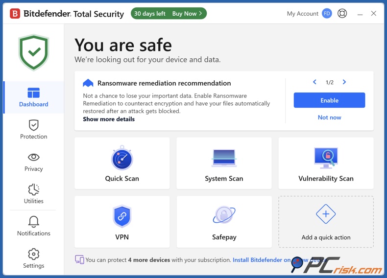 Bitdefender-dashboard