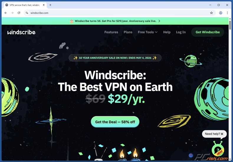 Windscribe-startpagina