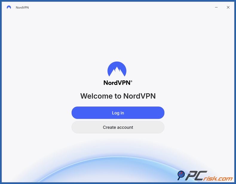 Inlogvenster van NordVPN