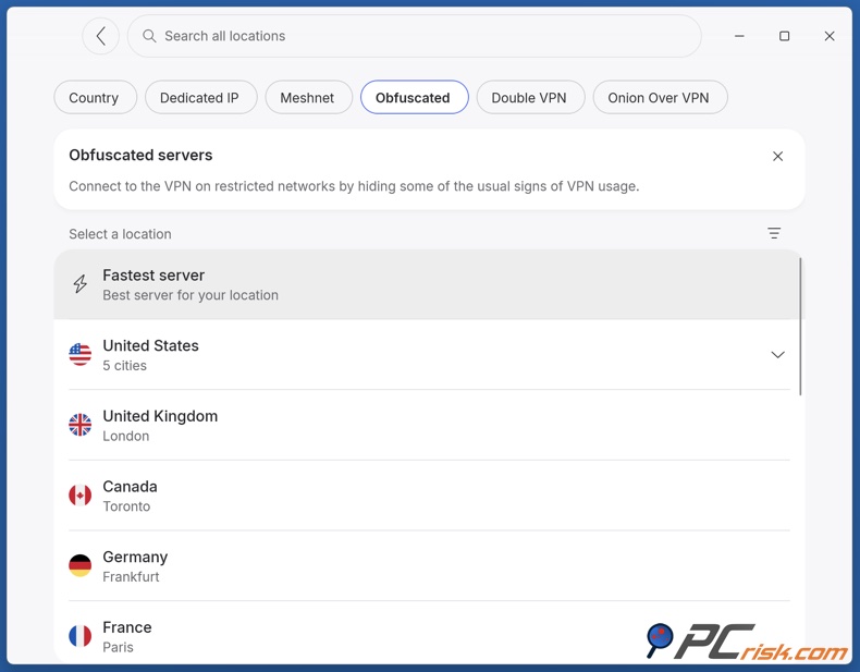 NordVPN verborgen servers