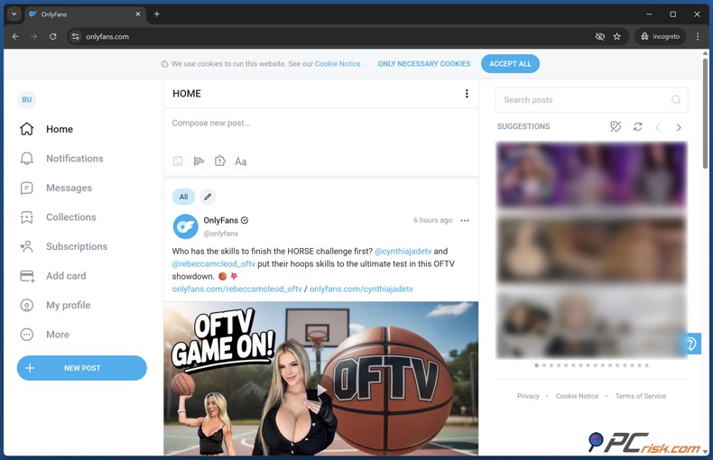 OnlyFans startpagina