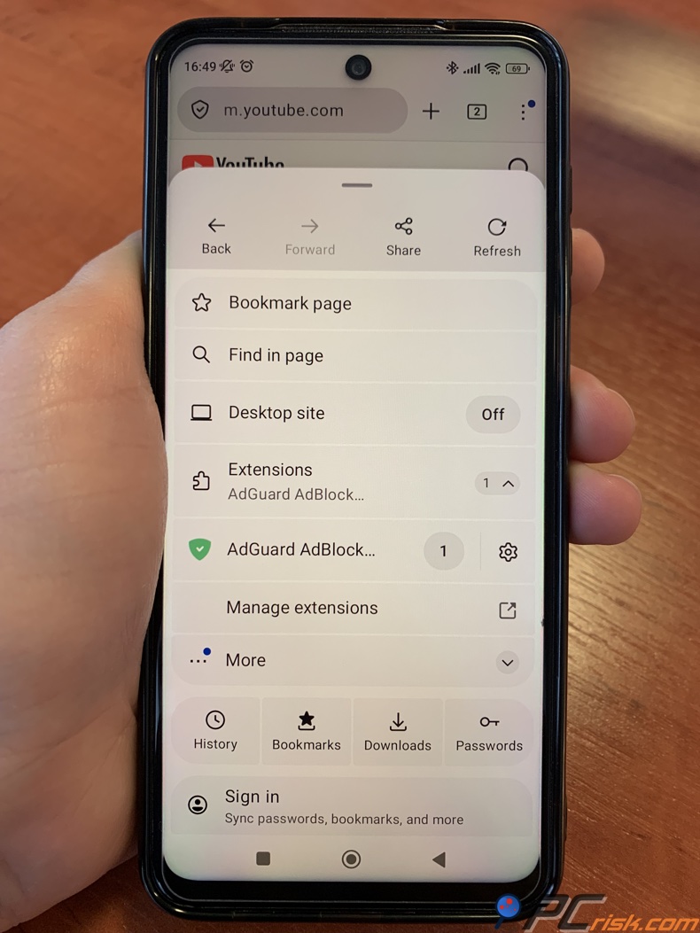 AdGuard-extensie voor Firefox op Android