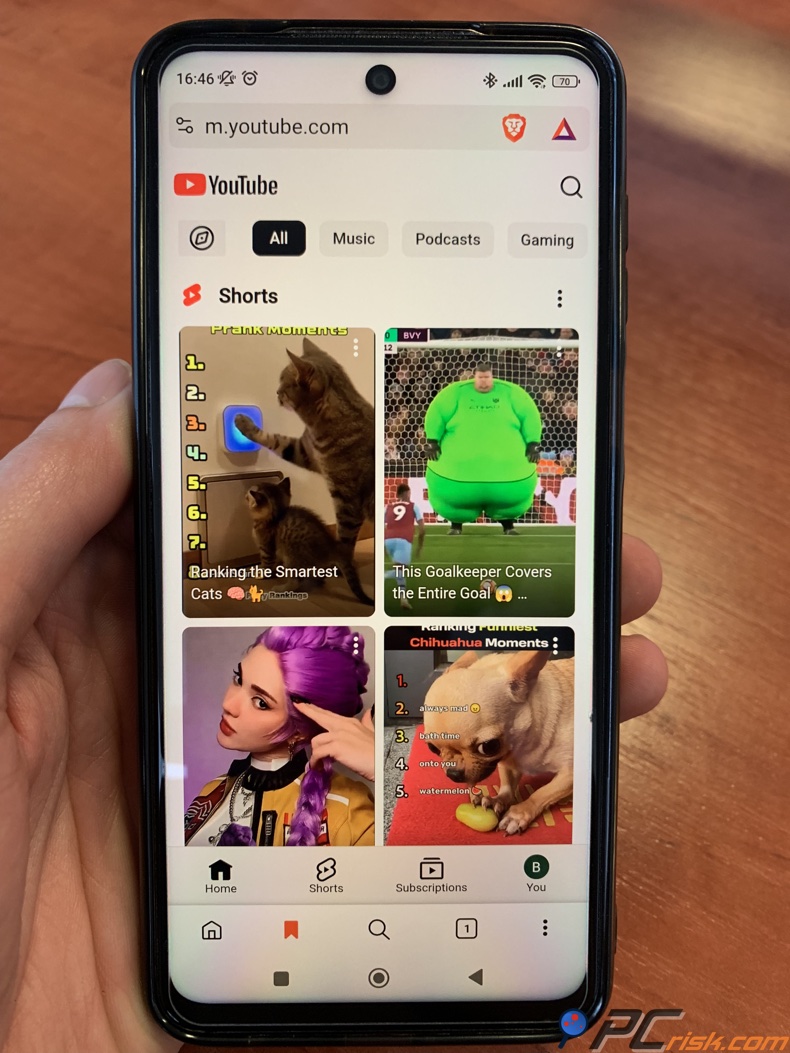 YouTube in de Brave-browser