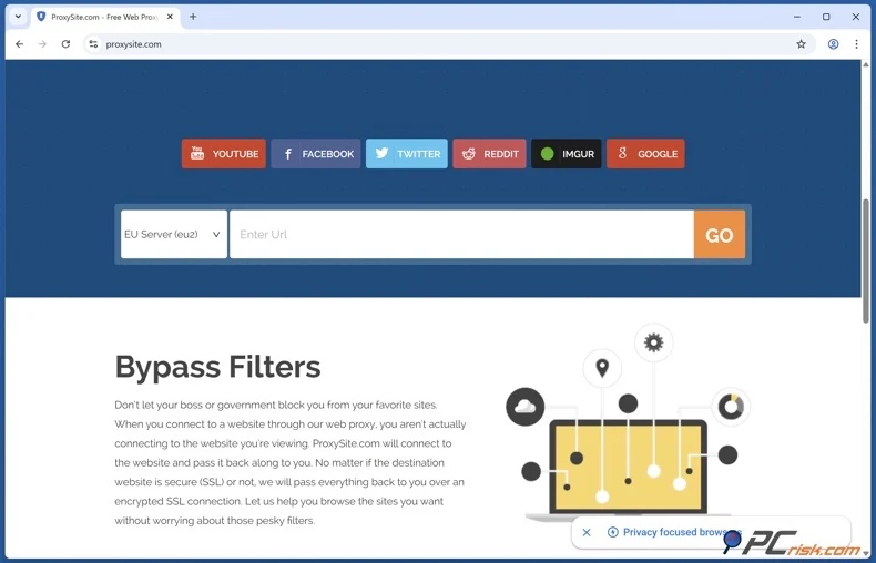 Startpagina van Proxysite