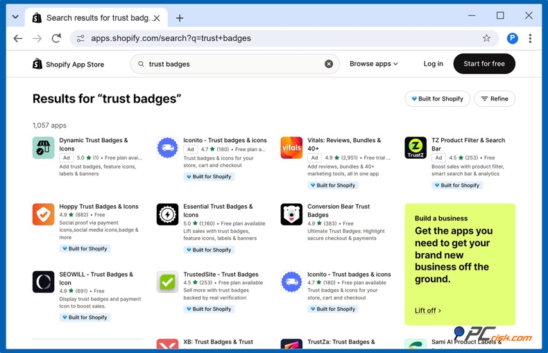 Vertrouwensbadges in de Shopify App Store