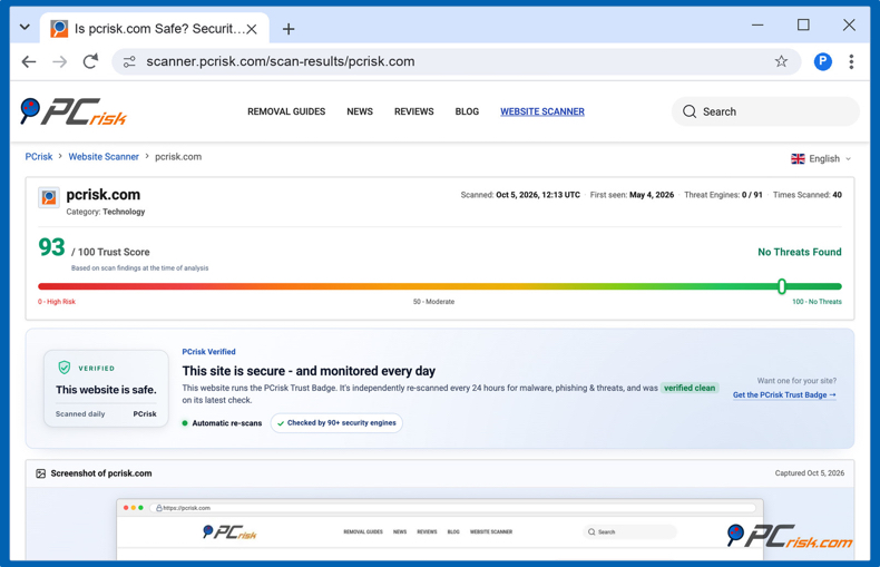 Verificatierapport PCrisk trustbadge