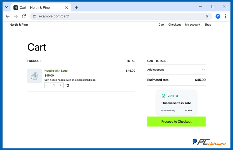Trustbadge in WooCommerce-winkelwagen