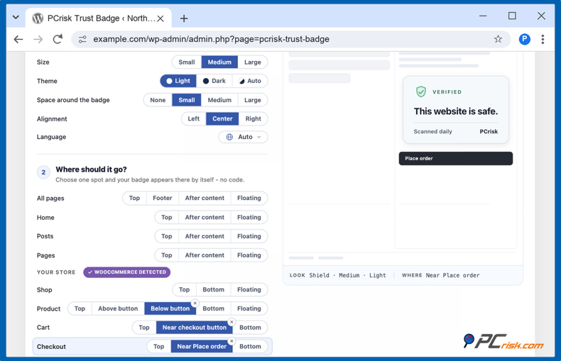 Instellingen WooCommerce-trustbadge