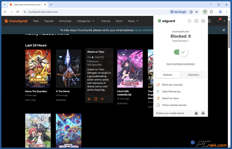 Crunchyroll met AdGuard